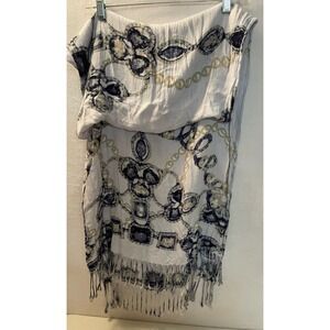 Apt. 9 women’s scarf blue fringe dress wrap 100% rayon‎